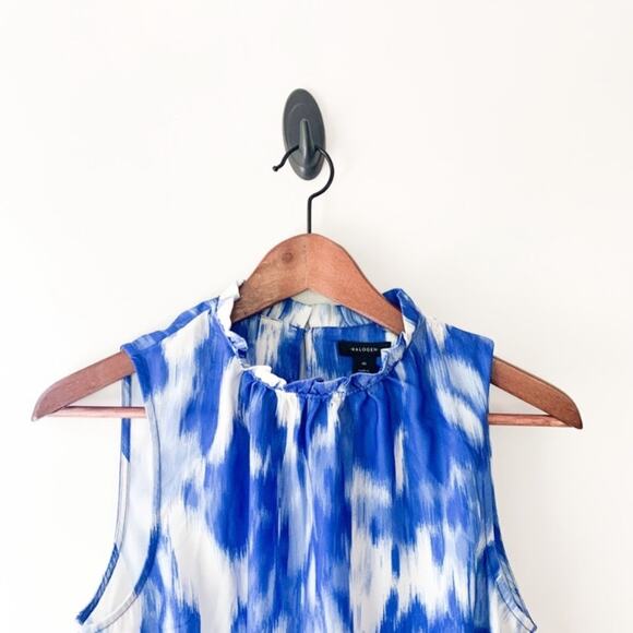 Halogen Blue + White Ruffle Sleeveless Blouse - Picture 5 of 8